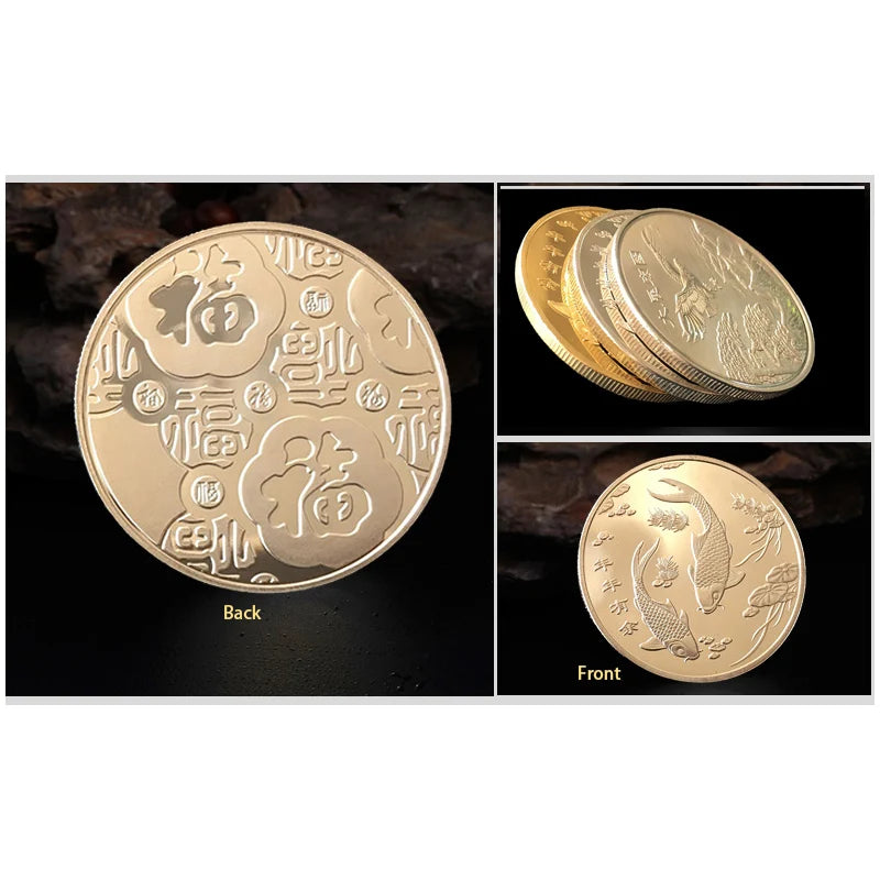 FuZi Golden Dragon Fish Commemorative Gold Coin