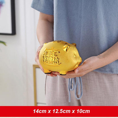 Gold Chinese Piggy Bank - Ceramic