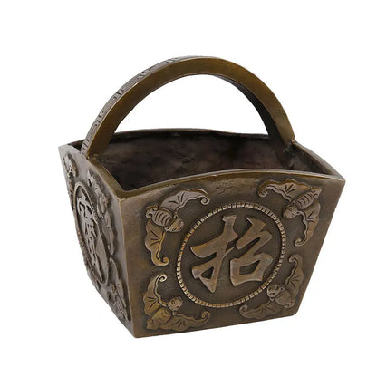 Feng Shui day into the bucket gold ornaments copper bucket copper Shengzi lucky  bat treasure into the home decoration gifts