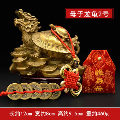 China fengshui brass dragon turtle Tortoise wealth lucky statue Metal crafts Home decorations gift metal handicraft