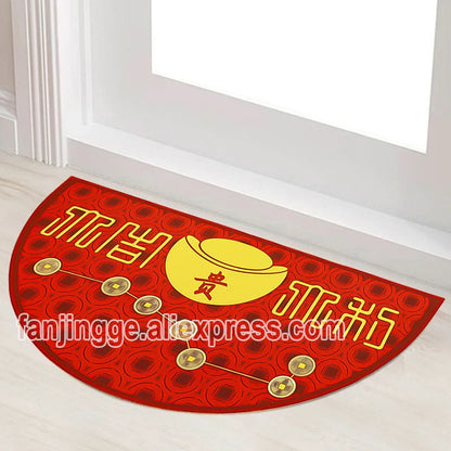 Half Moon North Head Seven Star Doormat  Round Lucky Ground Mat Pasted With Six Emperor Copper Coins Feng Shui Non-slip Floor