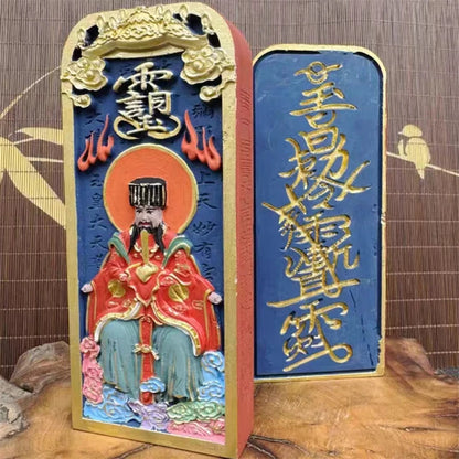 Handmade painting, jujube wood token, five thunder orders, Jade Emperor