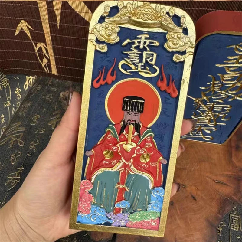 Handmade painting, jujube wood token, five thunder orders, Jade Emperor