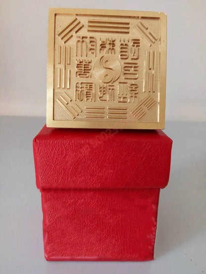 Taoist articles, Taoist magic tools, pure copper, single side seal, Bagua chizhao wanshen seal, with box