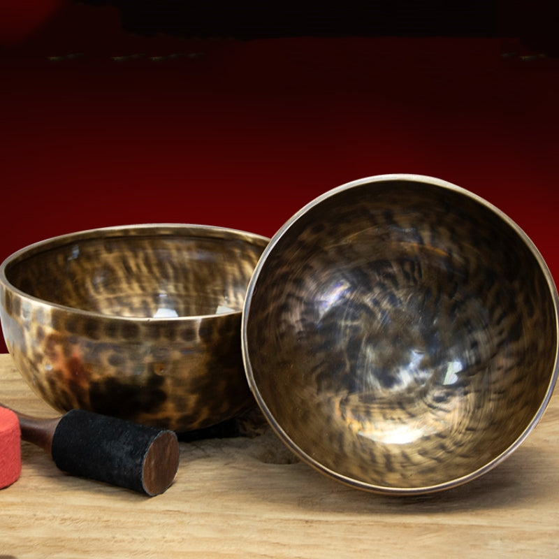 Himalayan Singing Bowl-Tiger Patterns-Black copper