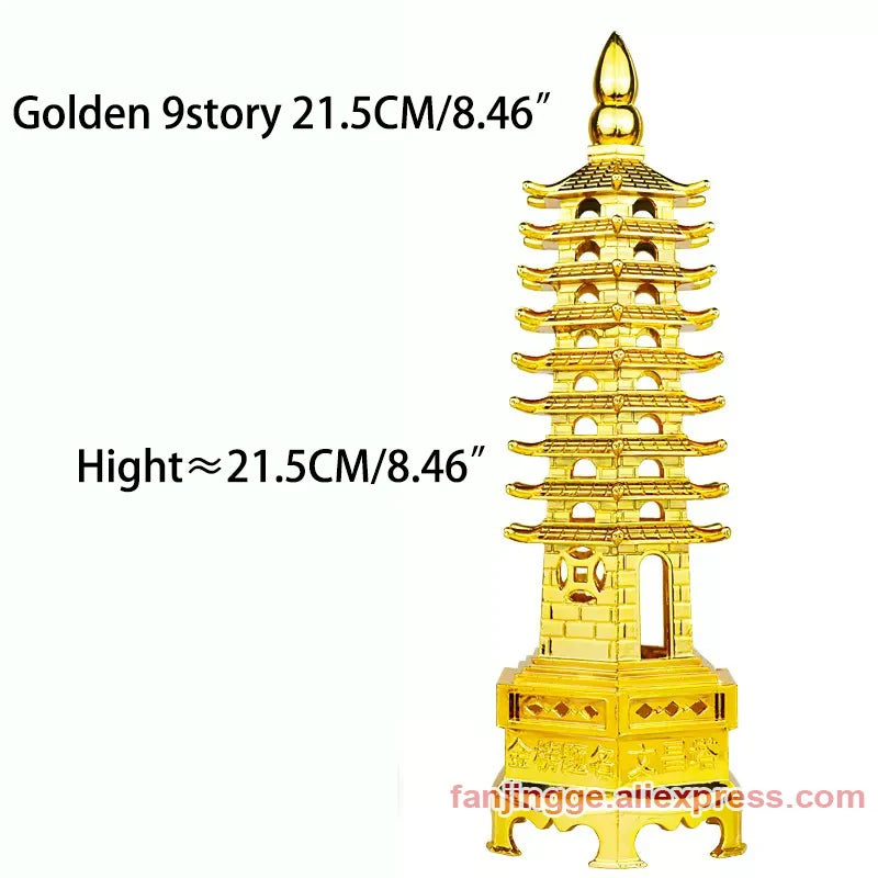 Hot Sale Feng Shui Zinc Alloy 3D Model Chinese Wenchang Pagoda Tower Crafts Statue Souvenir Home Decoration Metal Handicraft