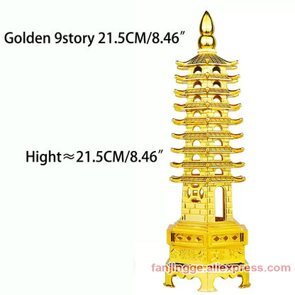 Hot Sale Feng Shui Zinc Alloy 3D Model Chinese Wenchang Pagoda Tower Crafts Statue Souvenir Home Decoration Metal Handicraft