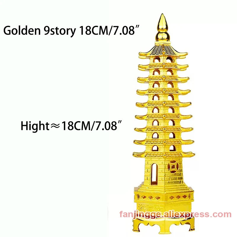 Hot Sale Feng Shui Zinc Alloy 3D Model Chinese Wenchang Pagoda Tower Crafts Statue Souvenir Home Decoration Metal Handicraft