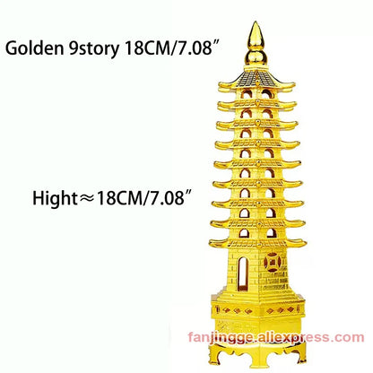 Hot Sale Feng Shui Zinc Alloy 3D Model Chinese Wenchang Pagoda Tower Crafts Statue Souvenir Home Decoration Metal Handicraft