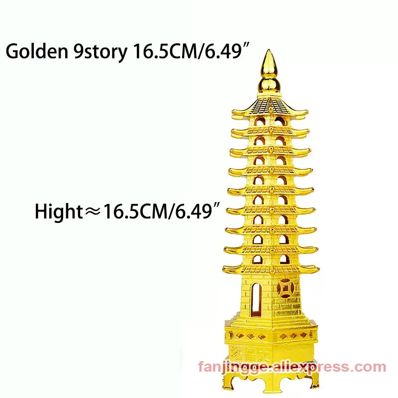 Hot Sale Feng Shui Zinc Alloy 3D Model Chinese Wenchang Pagoda Tower Crafts Statue Souvenir Home Decoration Metal Handicraft