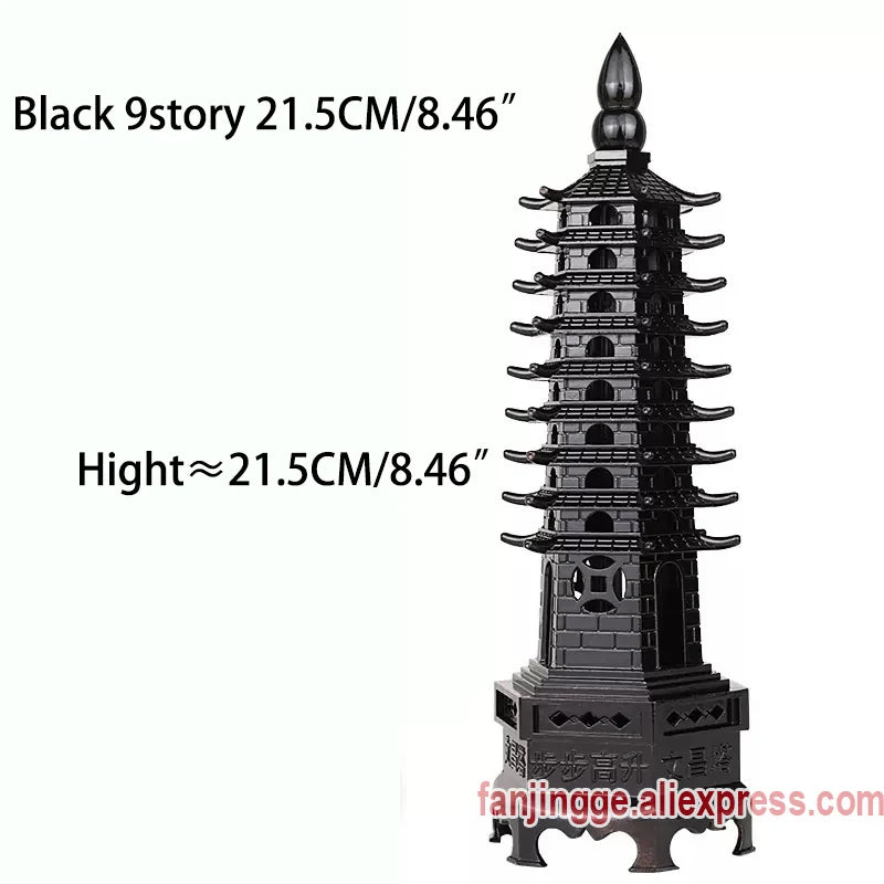 Hot Sale Feng Shui Zinc Alloy 3D Model Chinese Wenchang Pagoda Tower Crafts Statue Souvenir Home Decoration Metal Handicraft