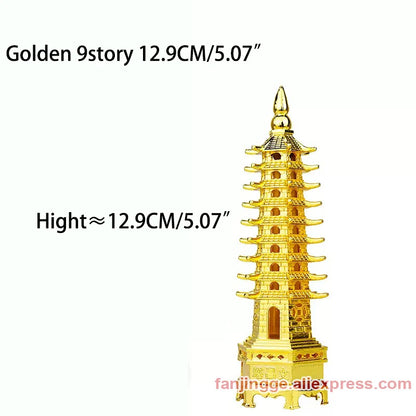 Hot Sale Feng Shui Zinc Alloy 3D Model Chinese Wenchang Pagoda Tower Crafts Statue Souvenir Home Decoration Metal Handicraft