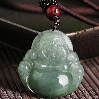 Jade Laughing Buddha Necklace - Promote Happiness & Good Luck