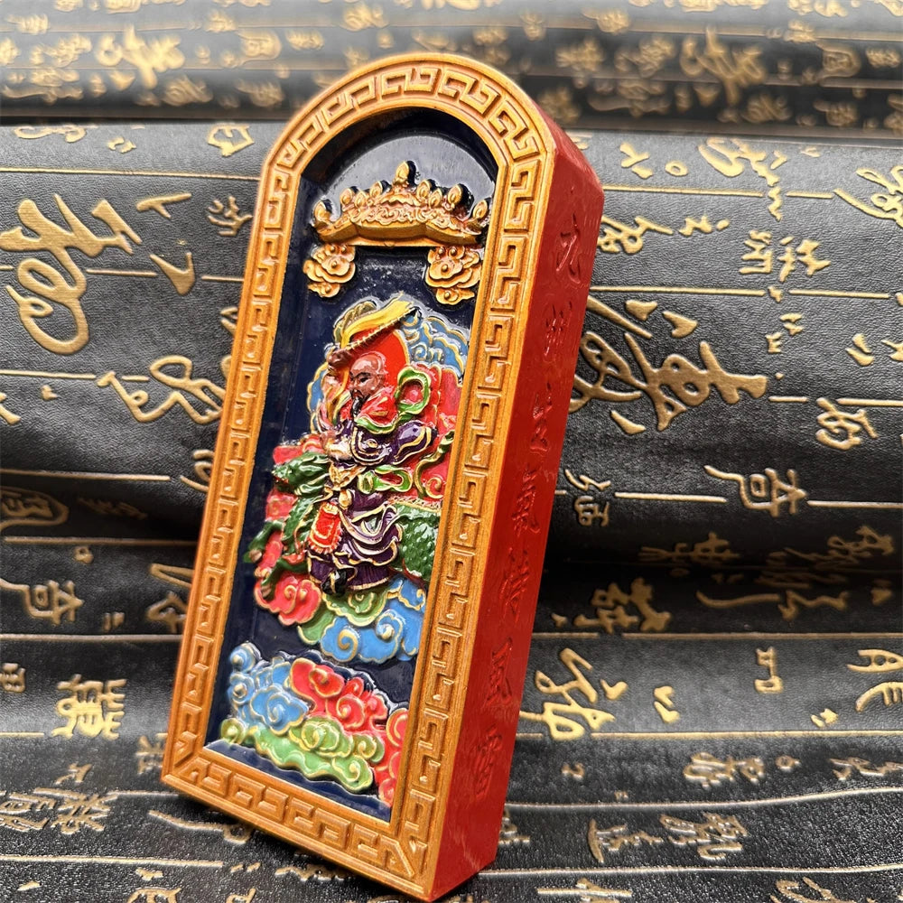 Jujube wood double-sided carving, hand-drawn,  Nine Heavens Ying Yuan Thunder Sound Universal Heavenly Sovereign Token