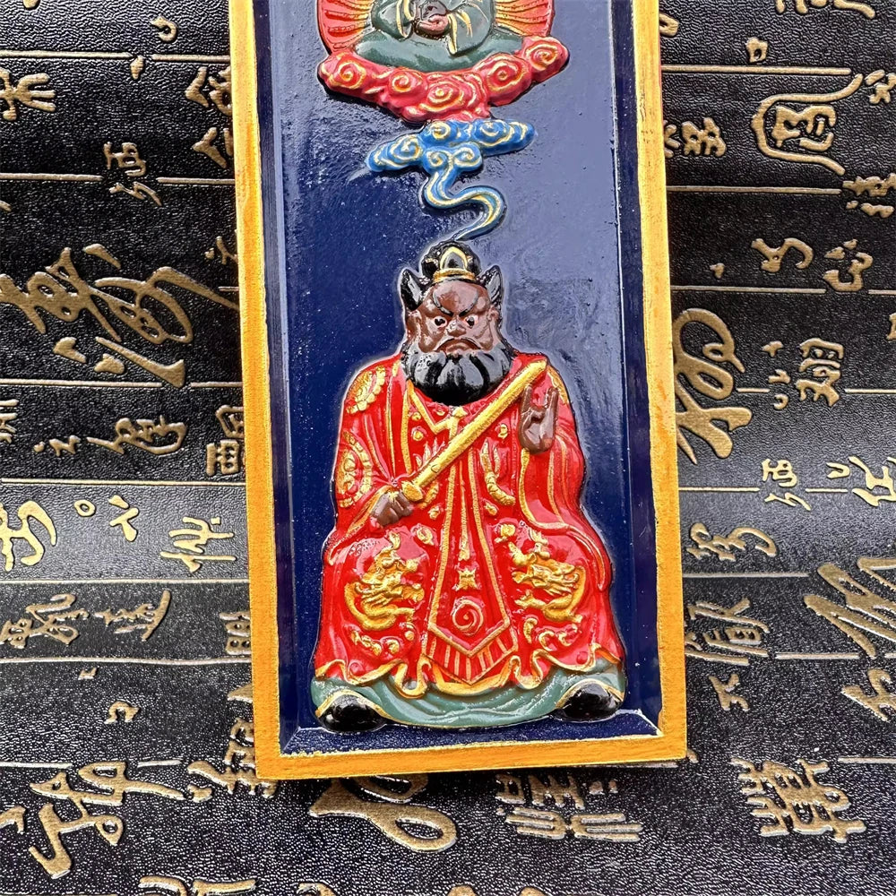 Jujube wood relief, hand-painted, Lord Lao Zi transmit the Dharma Taoist master Zhang statue token, Taoist supplies