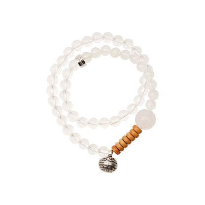 Healing Harmony White Quartz & Agate 108 Bead Mala Necklace