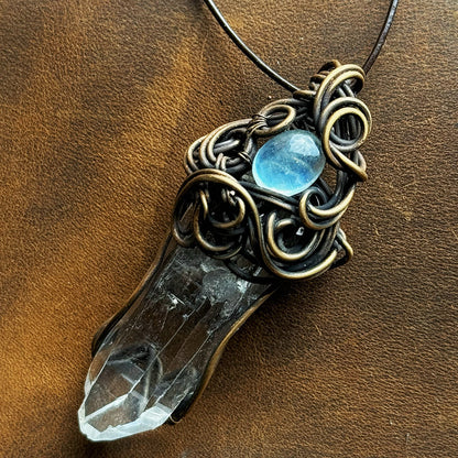 Serenity Clear Quartz Moonstone Copper Pendant