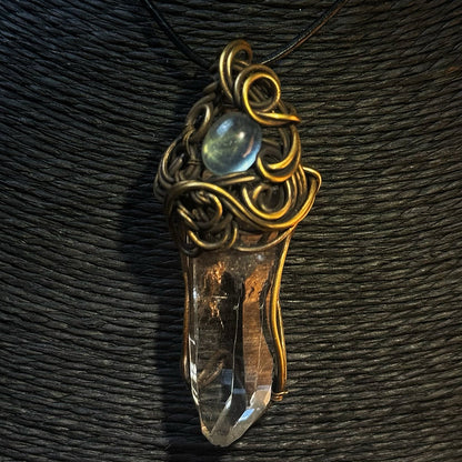 Serenity Clear Quartz Moonstone Copper Pendant