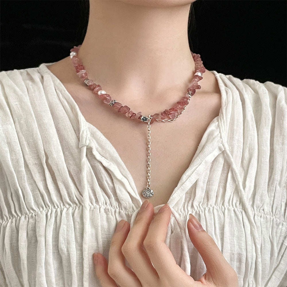 Soulful Connection Rose Quartz Silver Necklace