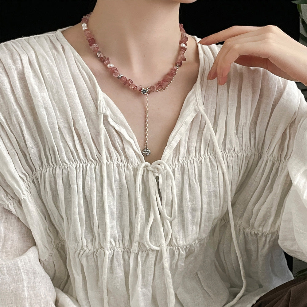 Soulful Connection Rose Quartz Silver Necklace