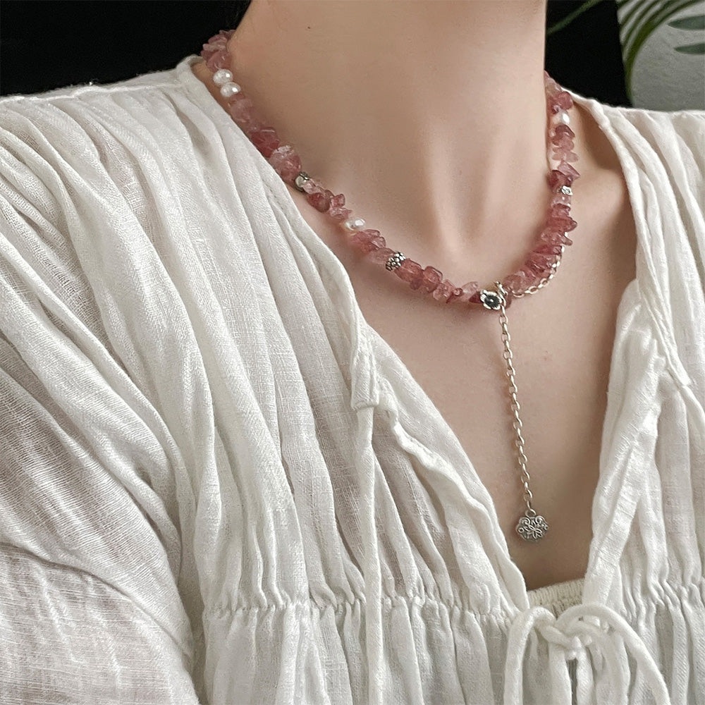 Soulful Connection Rose Quartz Silver Necklace