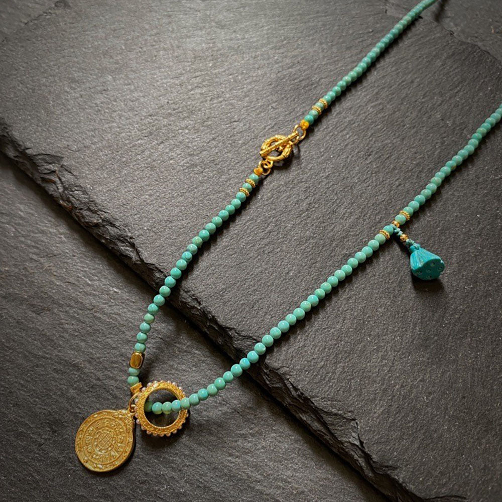 Healing through Stillness Turquoise Gold Necklace