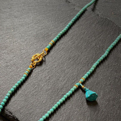 Healing through Stillness Turquoise Gold Necklace