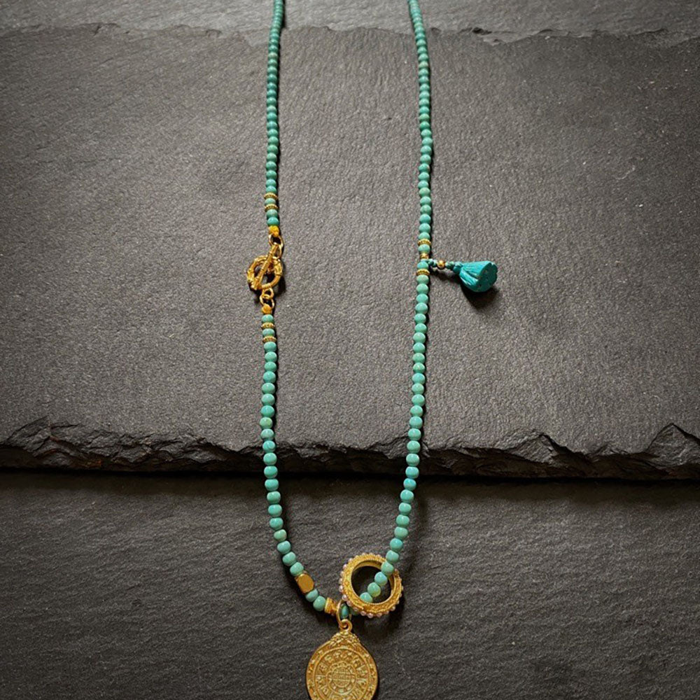 Healing through Stillness Turquoise Gold Necklace