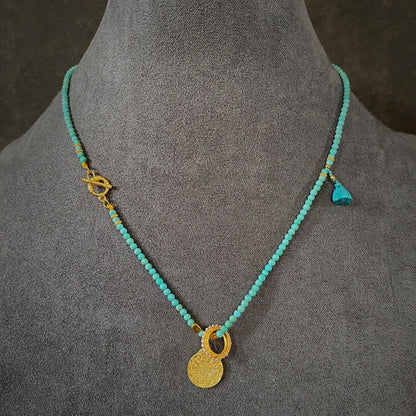 Healing through Stillness Turquoise Gold Necklace