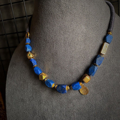 Whisper of Tranquil Healing Lapis Lazuli Gold Necklace