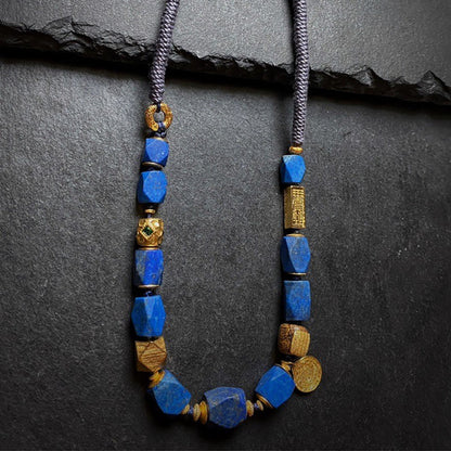 Whisper of Tranquil Healing Lapis Lazuli Gold Necklace