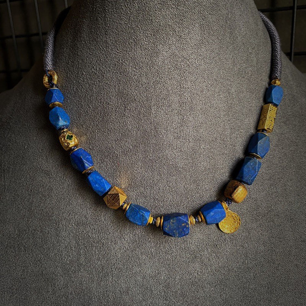 Whisper of Tranquil Healing Lapis Lazuli Gold Necklace