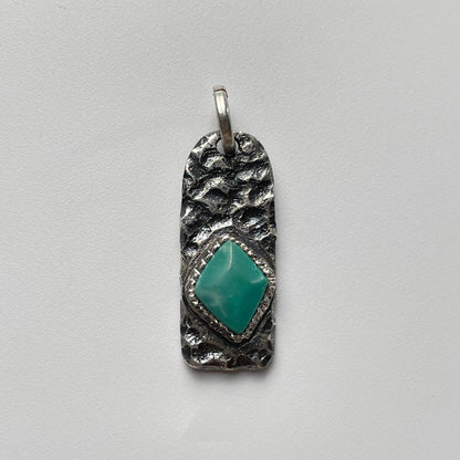 Turquoise Prosperity Talisman Handcrafted Silver Pendant