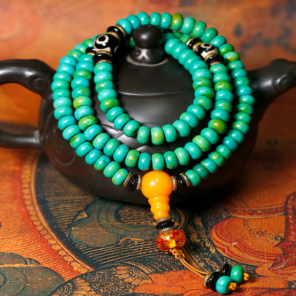 Healing Flow of Nature Turquoise Mala Neckdace