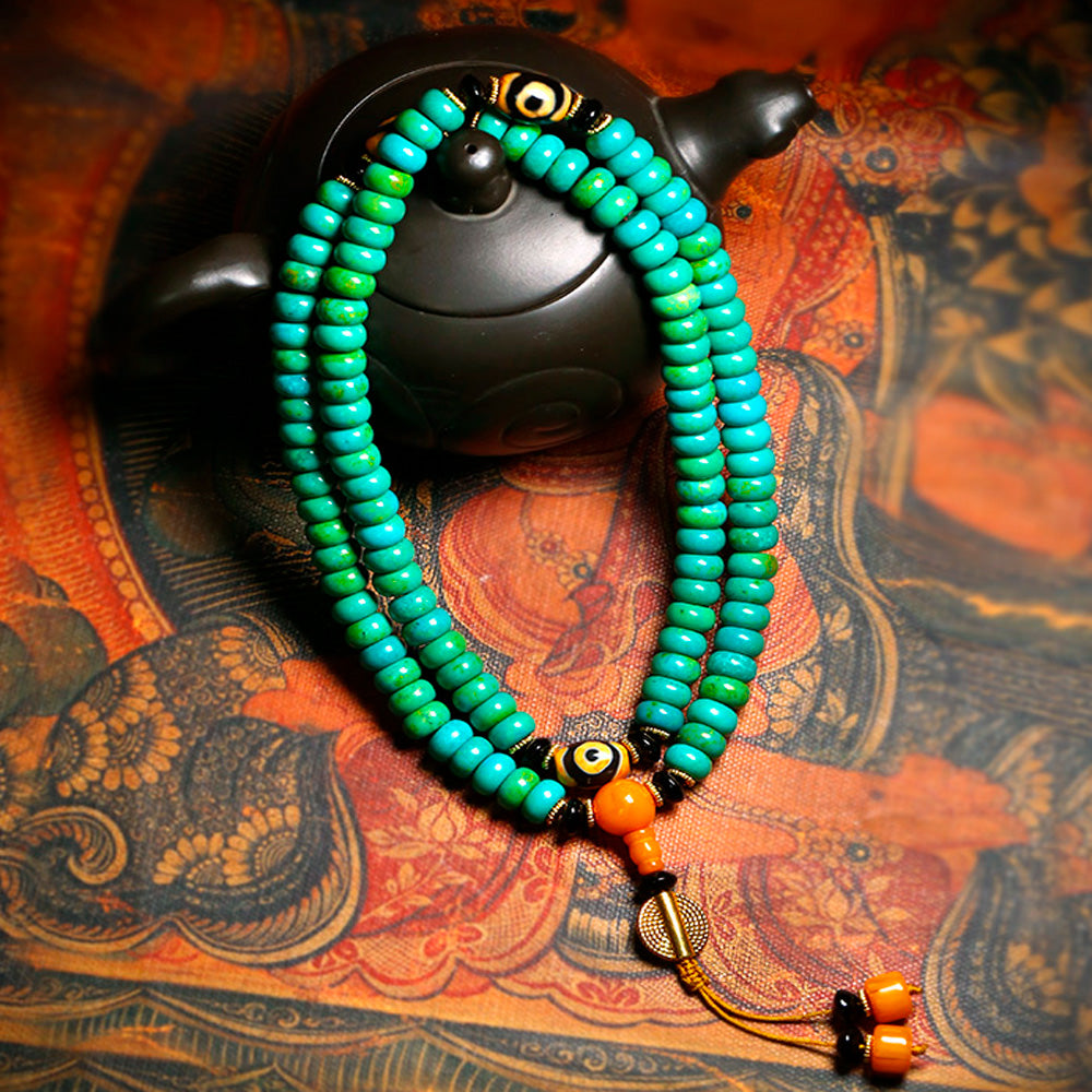 Healing Flow of Nature Turquoise Mala Neckdace