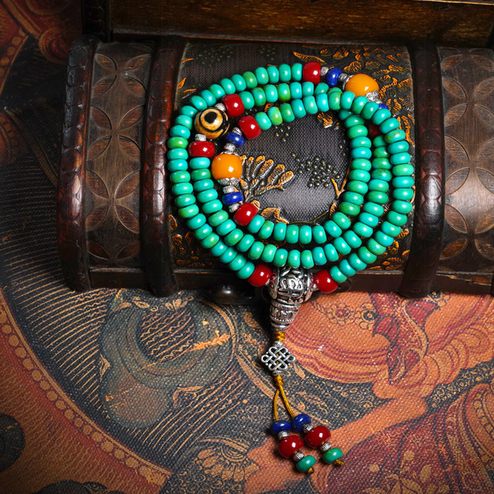 Healing Flow of Nature Turquoise Mala Neckdace