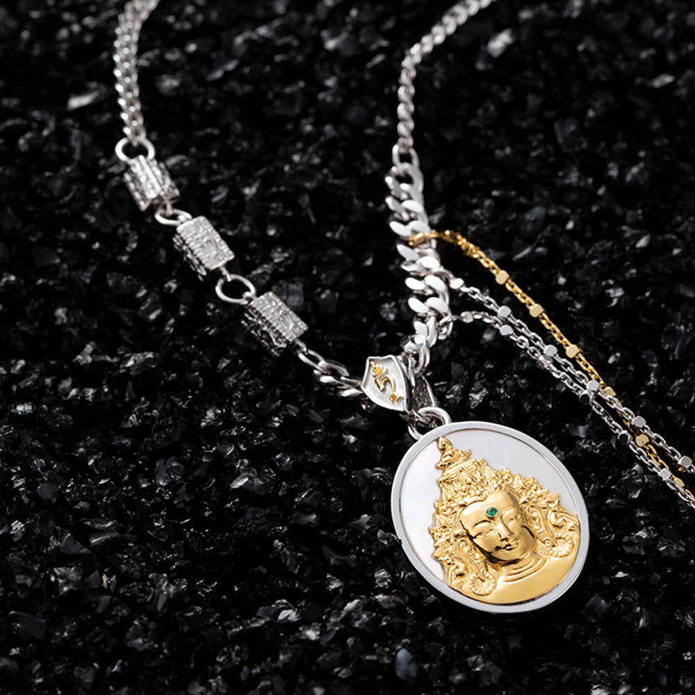 Golden Guardian Silver Pendant Necklace Handcrafted for Wealth and Protection