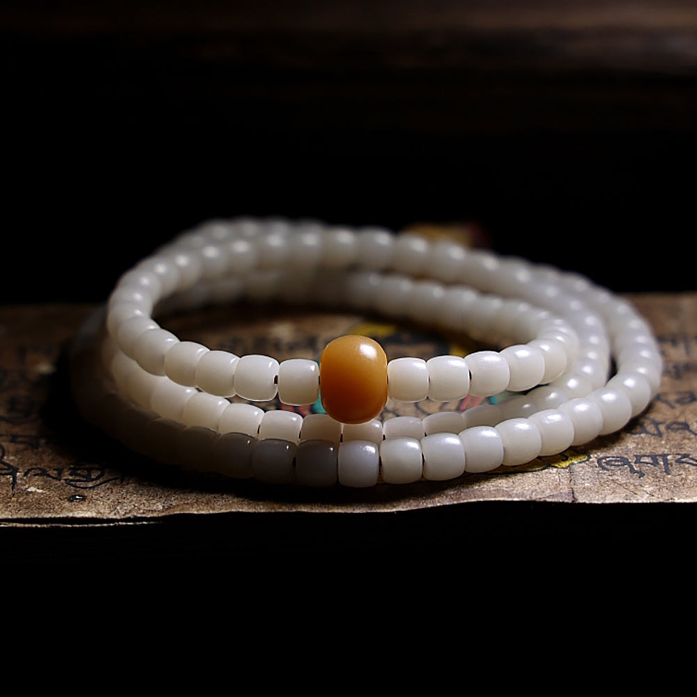 White Bodhi Seed Necklace of Purity Necklace