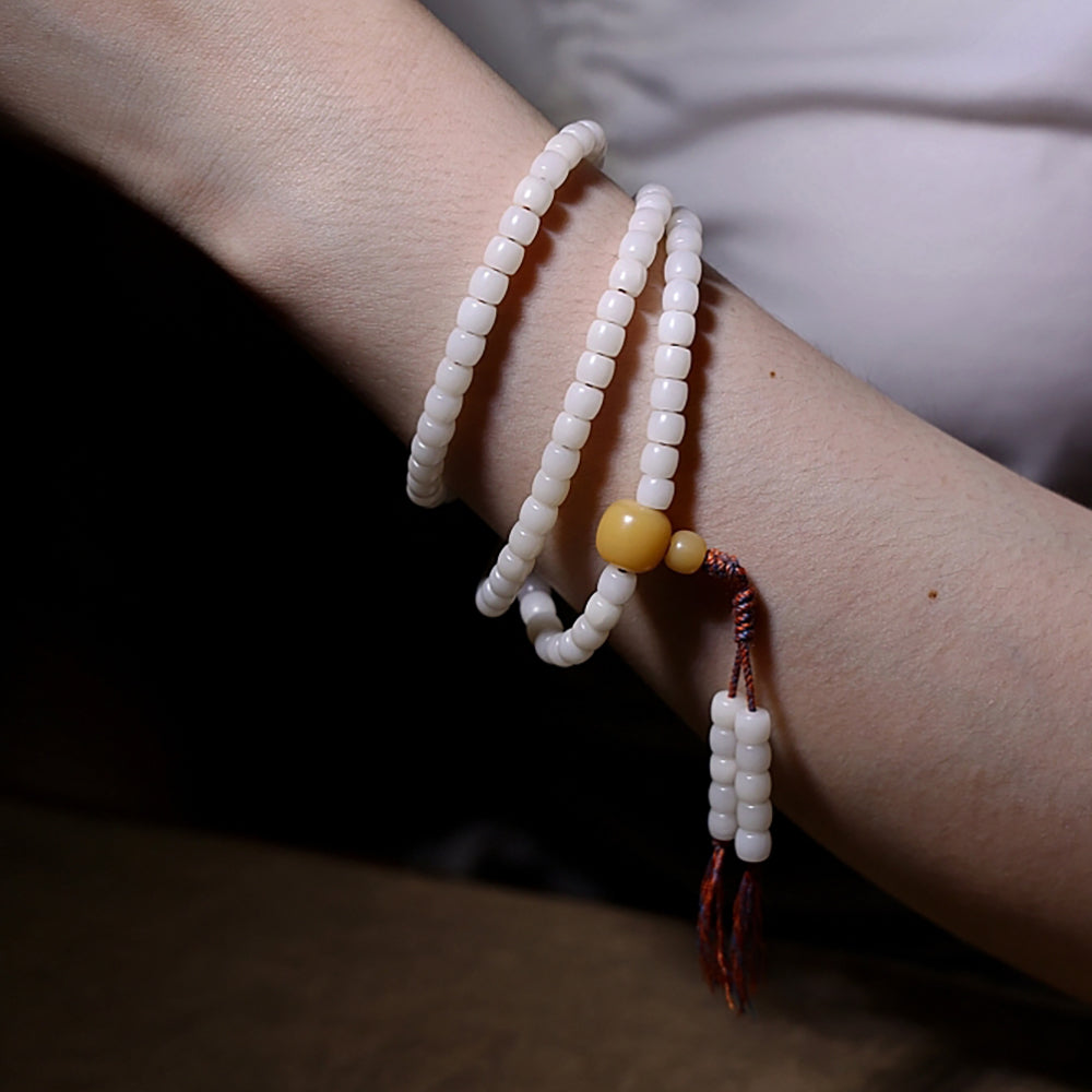 White Bodhi Seed Necklace of Purity Necklace