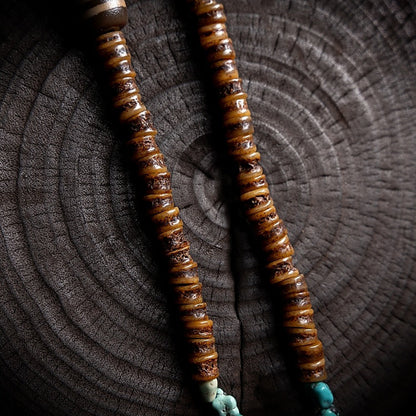 Sacred Protector Turquoise & Yak Bone Stering Silver Bracelet