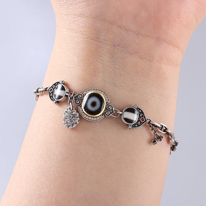 Guardian Eye Protection Agate & 925 Silver Bracelet