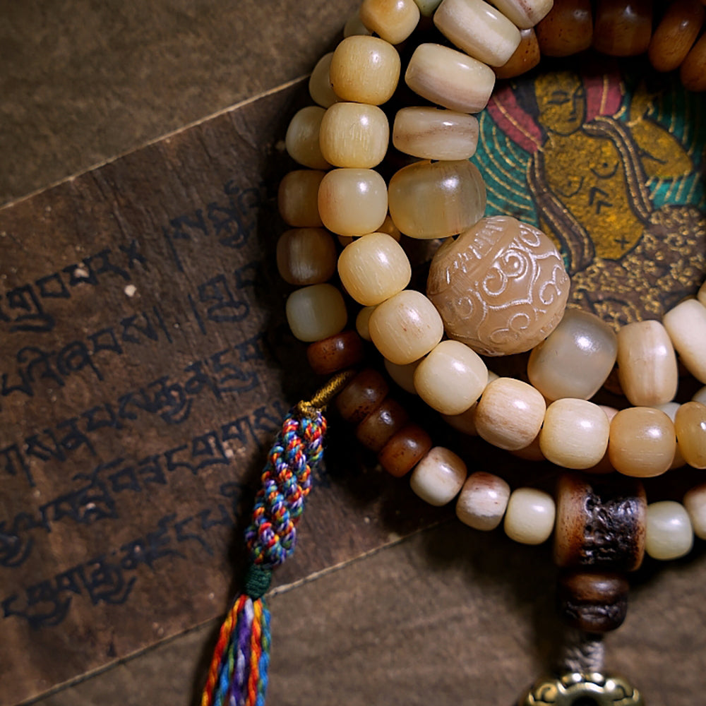 Abundance Yak Bone 108 Mala Beads Necklace