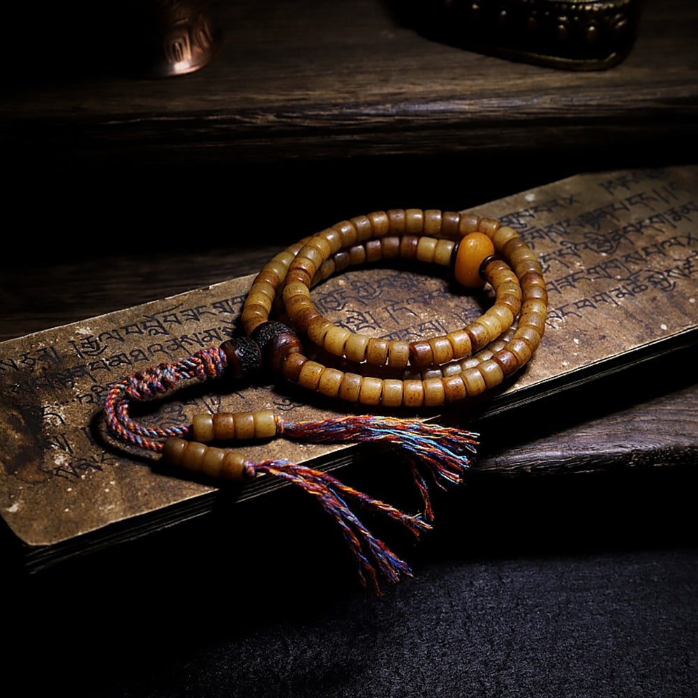 Prosperity Yak Bone 108 Mala Beads Necklace