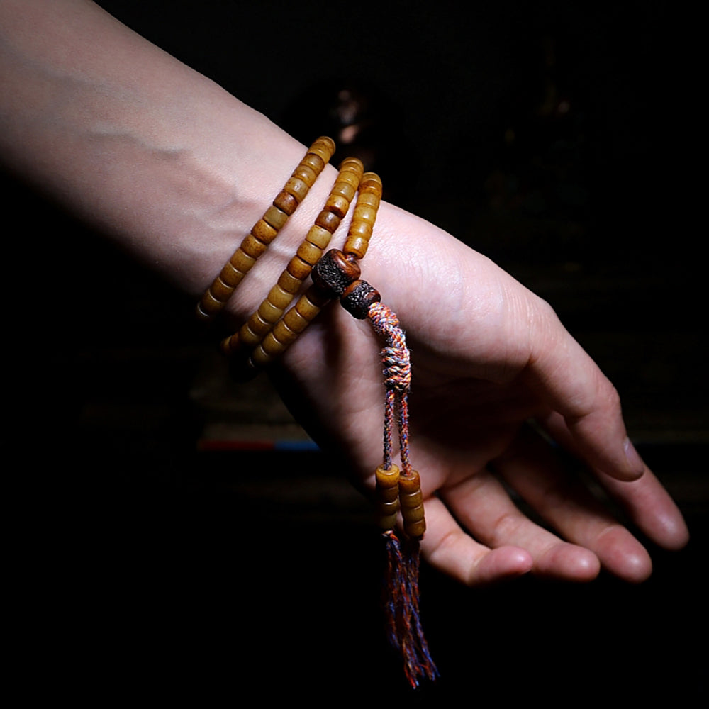 Prosperity Yak Bone 108 Mala Beads Necklace