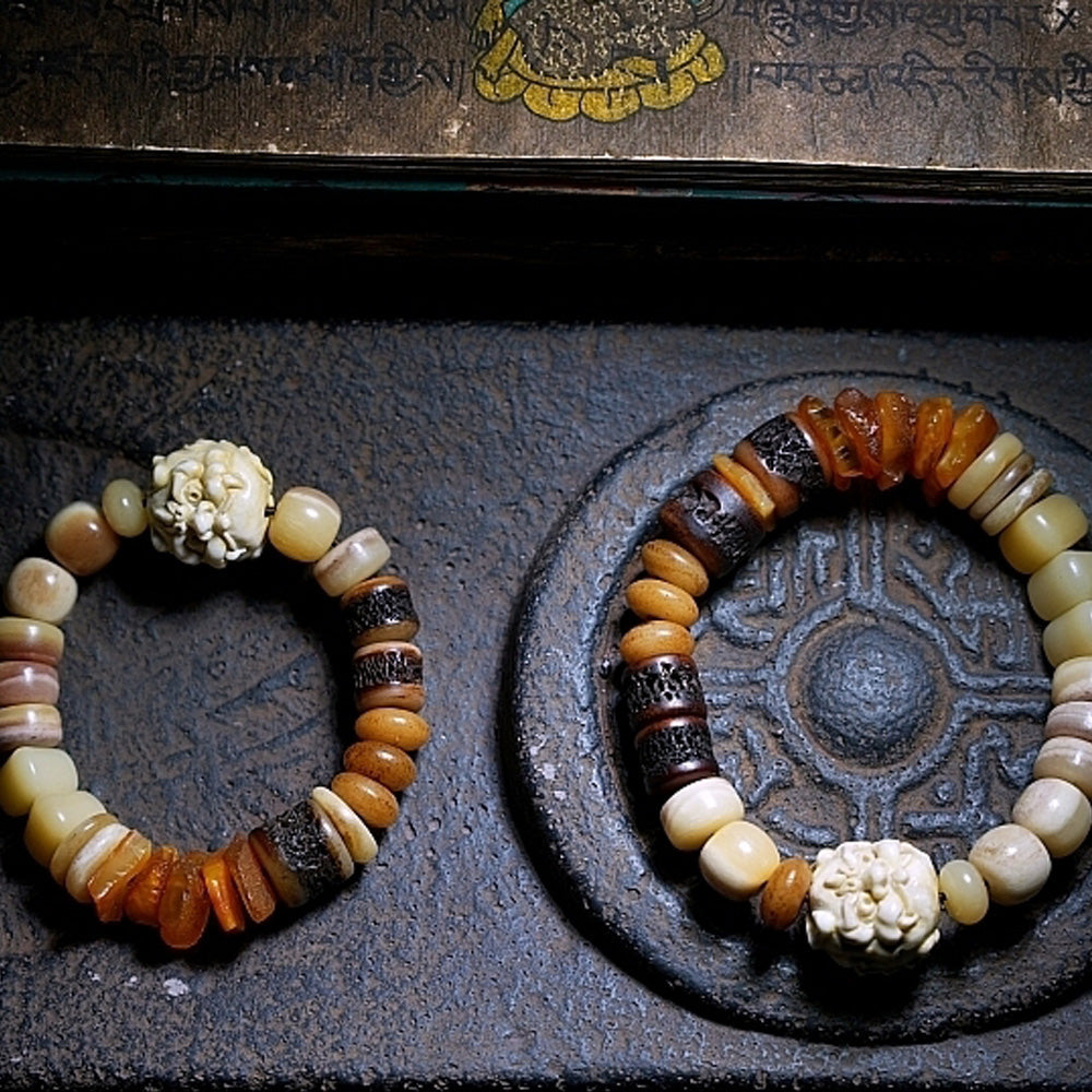 Courageous Spirit Yak Bone & Amber Bracelet