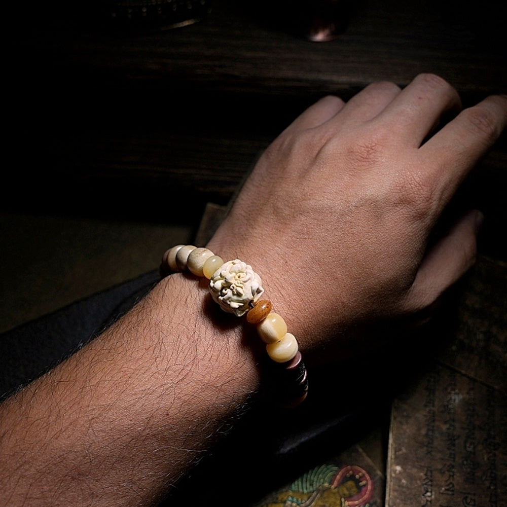 Courageous Spirit Yak Bone & Amber Bracelet