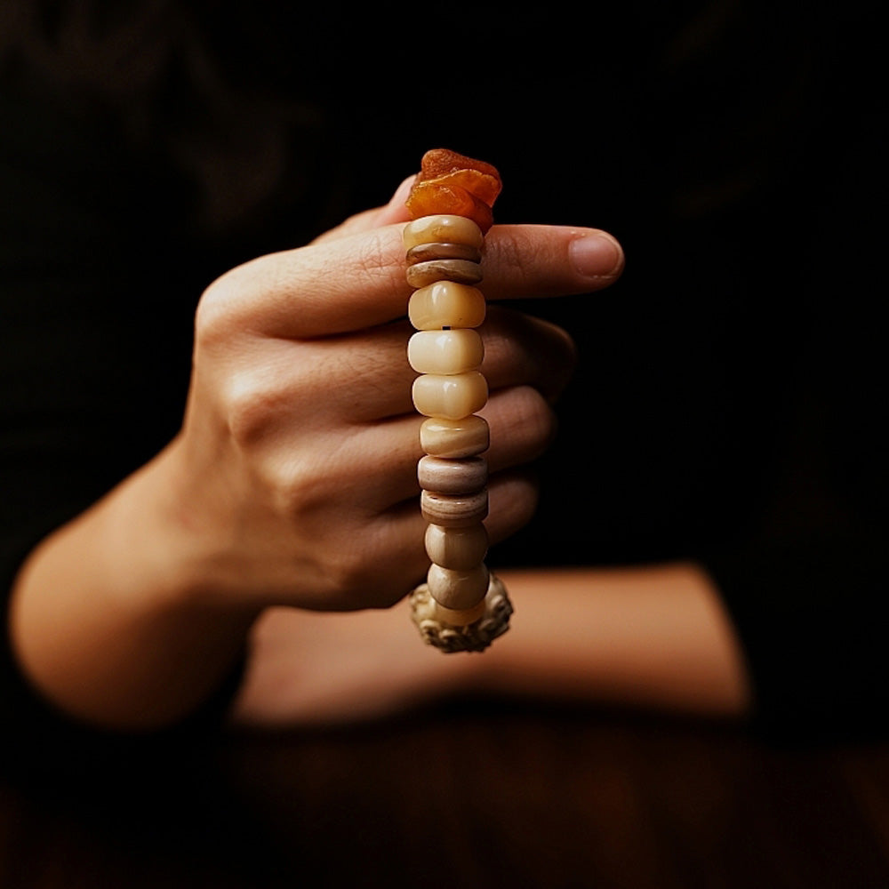 Courageous Spirit Yak Bone & Amber Bracelet