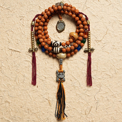 Guardian Bodhi Agate 108 Mala Beads Necklace