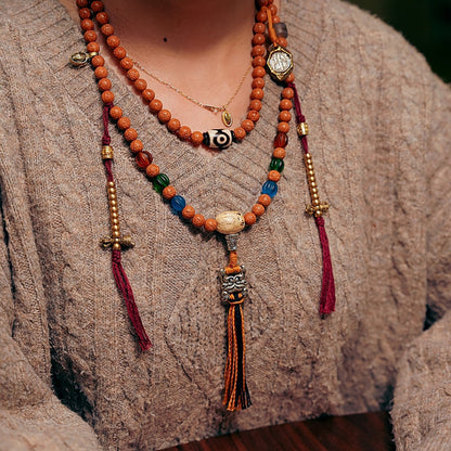 Guardian Bodhi Agate 108 Mala Beads Necklace