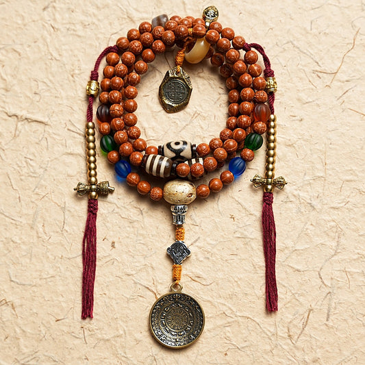 Guardian Bodhi Agate 108 Mala Beads Necklace